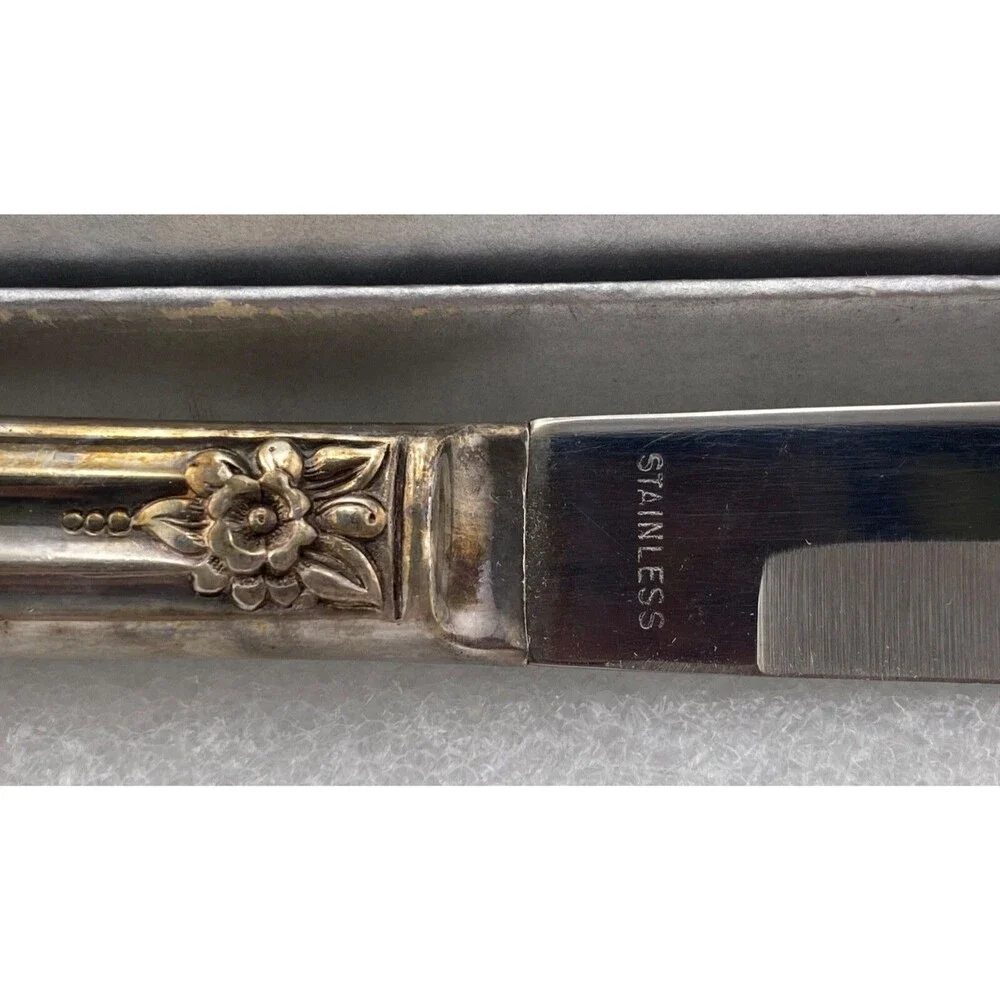 Original Rogers International Silver Co Knives Set 6pc Box Silverplate Stainless